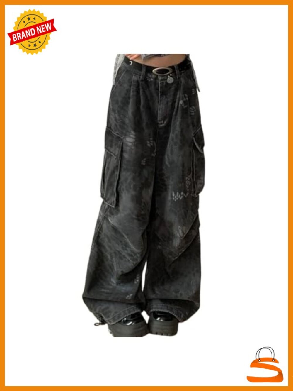Baggy Cargo Jeans Low Rise Y2k Distressed Multi-Pocket Streetwear Pants